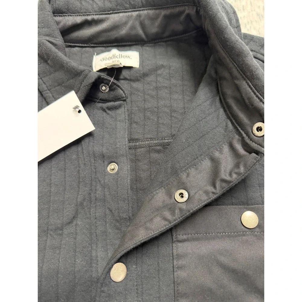 Goodfellow & Co Mens Quilted Shirt Jacket‎ Black Snap Front Shacket Medium NEW - Picture 4 of 5
